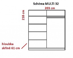Šatní skříň MULTI 32 203 cm 