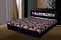 Velká manželská postel NAOMI 180x200 cm ekokůže černá / bordó list