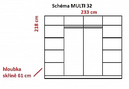 Šatní skříň MULTI 32 233 cm (M) 