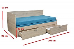 Rozkládací postel s přistýlkou MARKO 90x200 cm včetně roštu 