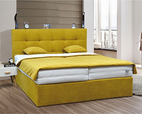 Manželská postel HERALD grande 180x200 vč. roštu a ÚP PW16 žlutá