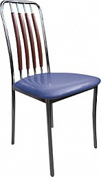 Jídelní židle C80 modrá / ořech / chrom