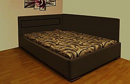 Rohová postel MELISSA 140x200 cm alova hnědá/ vzor na matraci
