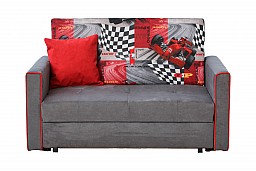 Malý rozkládací čalouněný gauč s úložným prostorem VIVA II Šedá/červená