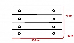  Klasická šuplíková komoda ROMA - 4 zásuvky 