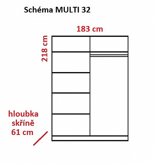 Šatní skříň MULTI 32 183 cm bílá/kathult