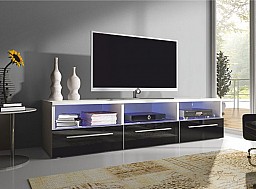 Moderní TV stolek RTV 2  černá lesk/bílá