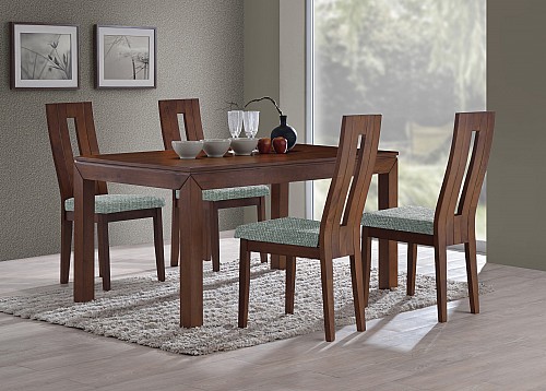 Jídelní set MORIS stůl+NELA židle 4ks ořech / látka SH 19
