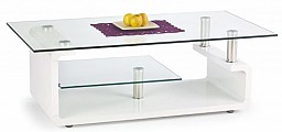 Konferenční stolek CYNTHIA MDF bílá vysoký lesk / sklo / chrom