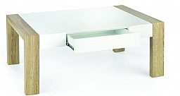 Konferenční stolek TACOMA  MDF bílá vysoký lesk / MDF dub Sonoma