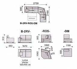 Sedací souprava GENEZA B2RV-ROS-DM 