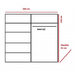 Šatní skříň MULTI 36 203 cm (M) 