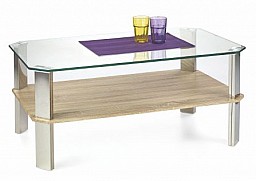 Konferenční stolek HARMONIA MDF dub Sonoma / sklo / chrom