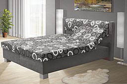 Čalouněná postel ALICIE 180 cm vč. roštu, matrace a ÚP šedá/vzor