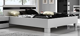 Moderní manželská postel LUCCA 160x200 cm bez roštu a matrace bílá / černý lesk