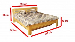 Masivní manželská postel EMILY 180 x 200 cm vč. roštu a ÚP ořech