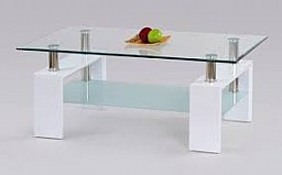 Konferenční stolek INTRO MDF mat bílá / sklo