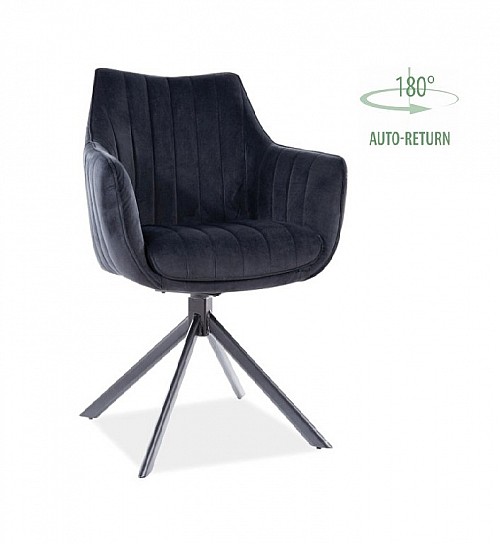Židle ALZA  - otáčivá (S) nohy černé / látka bluvel 19 černá modř