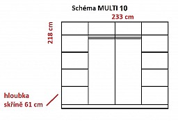 Šatní skříň MULTI 10 233 cm 
