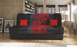 Designová pohovka JAS s rozkladem a úložným prostorem Červený květ