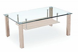 Konferenční stolek NADIA dub Sonoma / sklo / chrom