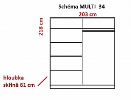 Šatní skříň MULTI 34 203 cm 