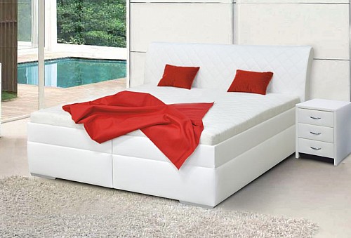 Čalouněná postel MINETA PLUS 2 180x200 cm Ekokůže bílá M01+M01K čelo prolis