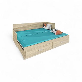 Postel MARKO (R) 90cm, s matracemi, s roštem a s úložným prostorem - lamino 16 mm