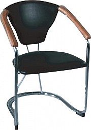 Židle BOOMER   ořech / ekokůže černá / chrom