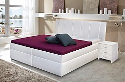 Zvýšená manželská postel BIBIANA 2 160x200 cm vč. roštu a ÚP eko šedá/bílá